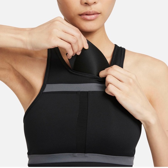 Nike New wTags Dri Fit Mid Level Hugged Fit Removable Chest Piece Sports Bra - Picture 2 of 5